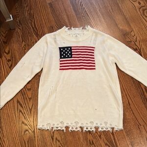 Cream colored patriotic summer sweater